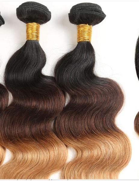 Real Human Hair weft Ombre Color  Straight Brazilian Hair Sew In Extensions YL351
